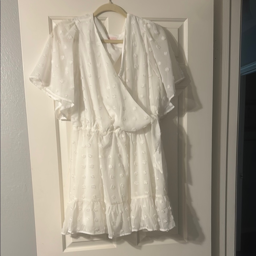 White Ruffled Wrap Dress
